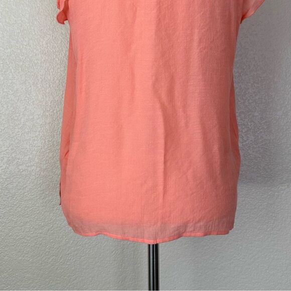 Nanette Lepore Coral Pink Cap Sleeves Pleated Top - Picture 9 of 12